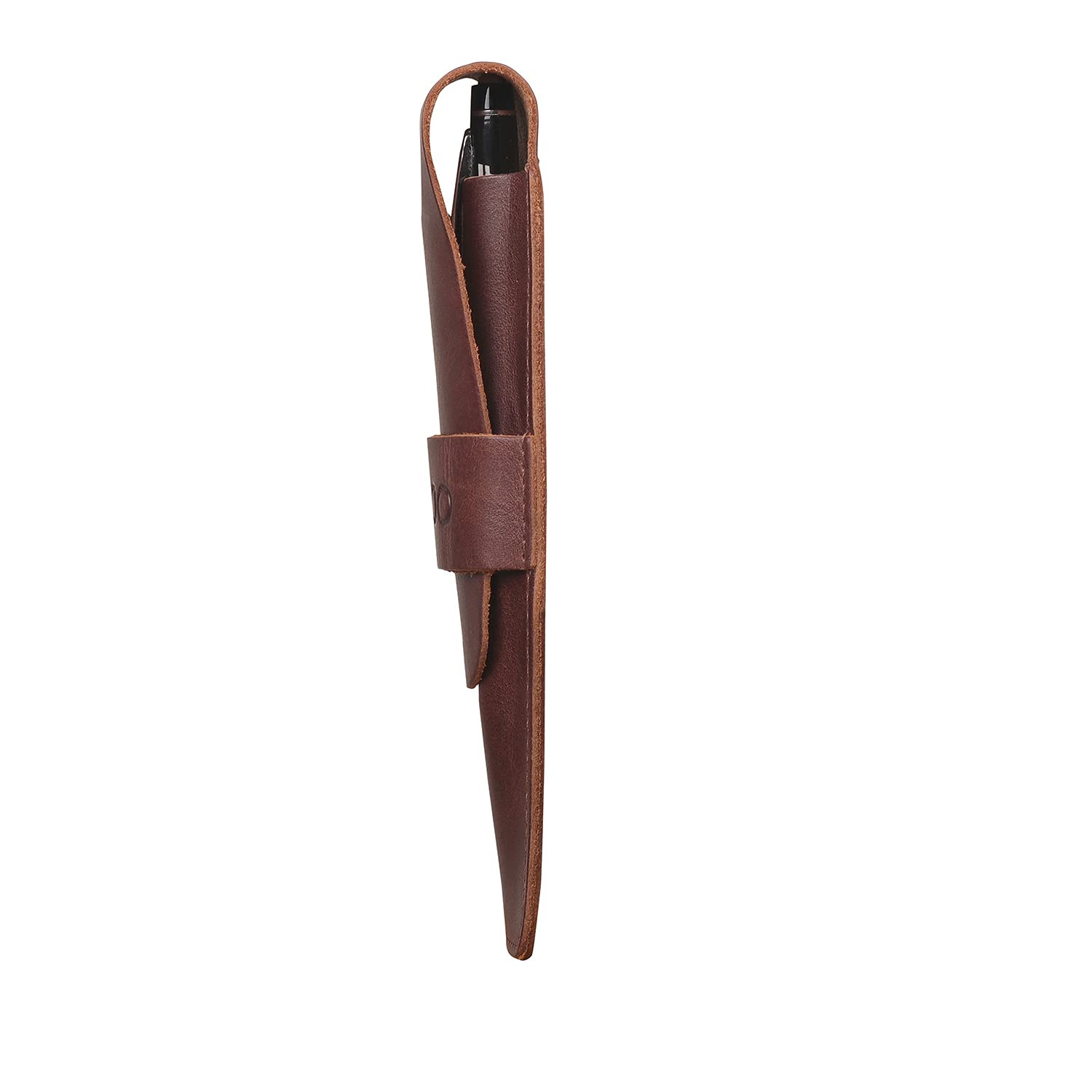 Londo Étui en Cuir Véritable pour Stylos et Crayons avec Rabat Pliant, Trousse de Bureau – Deux Compartiments