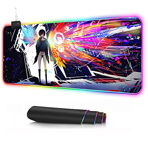 Gaming Mouse Pad Fashion Personality Black and White Design Tokyo Ghoul RGB Mouse Pad XXL Gamer Computer PC LED Gaming Accessories Keyboard Rug Desk Mat A S(30x60cm)