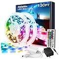 dalattin Led Lights for Bedroom 130ft RGB Led Strip Lights Color Changing Kit with 44 Keys Remote Controller and 24V Power Supply Led Light Strips Indoor Decoration,2 Rolls of 65ft