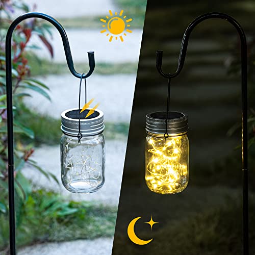 GIGALUMI 6-Pack Hanging Mason Jar Solar Lights (180 LEDs, Warm White) — view 7