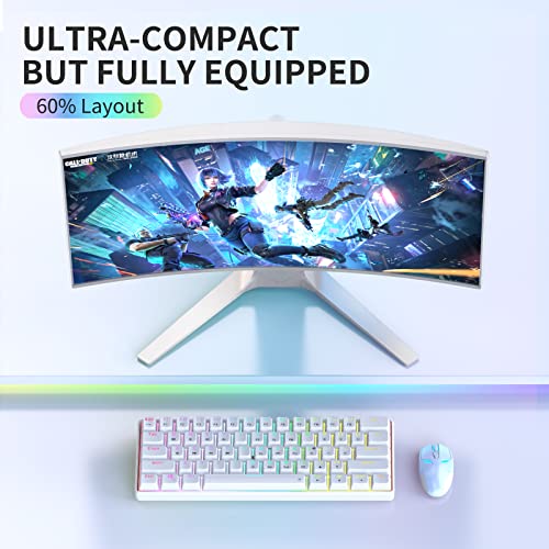 Punkston Th61 60% Mechanical Gaming Keyboard,Rgb Backlit Wired Ultra-Compact Mini Mechanical Keyboard Full Keys Programmable White (Optical Black Switch) #TOP1