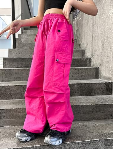 Image of Girls Versatile Casual Solid Cargo Jogger Pants Flap Pockets 6-12 Years