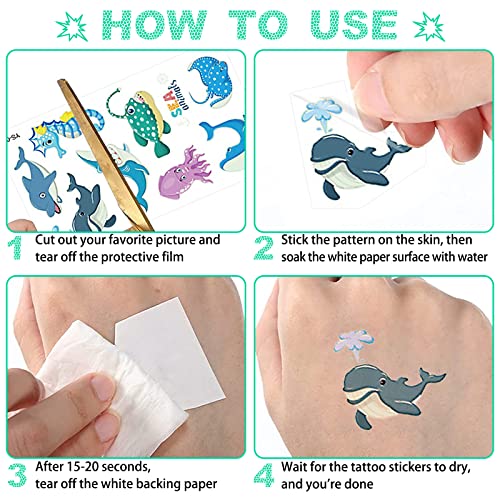 Tatuaggi per Bambini Temporanei 30 Fogli Luminosi