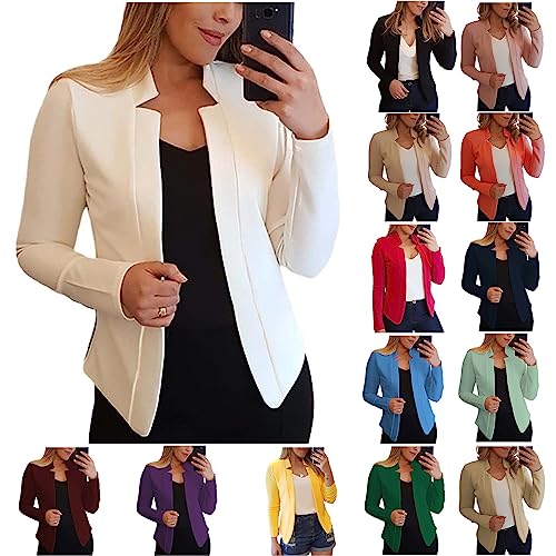Women's Casual Blazers Jacket Lightweight Slim Fit Suits Long Sleeve Button Cardigan Jackets Work Office Blouse3