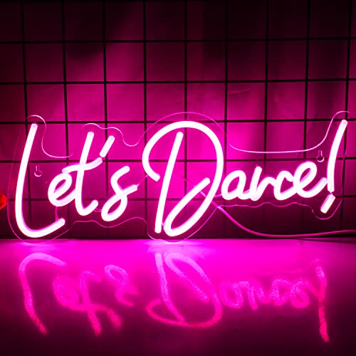 Wanxing Let's Dance Néon LED Lampe Neon rose Dancing Lettre Lumineuse Let's Dance Enseigne Néon Dansante Enseigne Lumineuse pour Soirée Dansante,Accessoires...