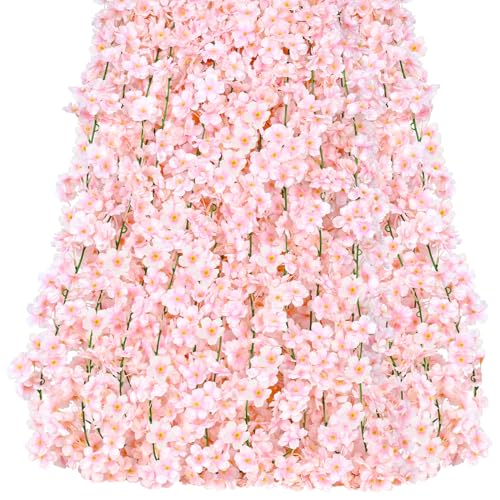 Artflower 8個パック 47.2フィート ピンク桜の花ガーランド 日本の桜の花飾り 春の花のガーランド ウェディング ガーデン アーチ 壁 ホームパーティー用