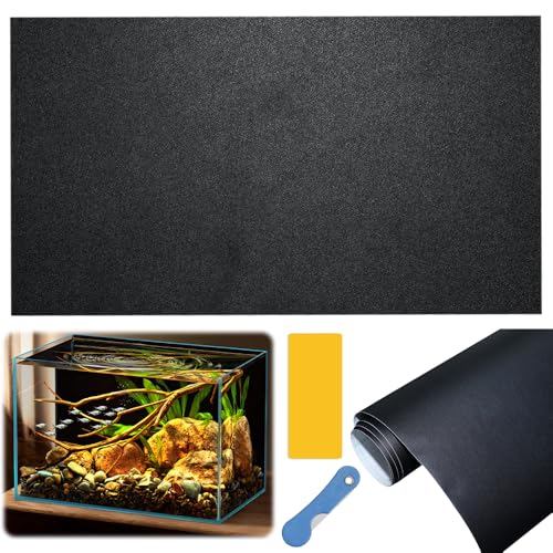 LYPPUL Statisch Haftender Aquariumhintergrund, 40 X 200CM Aquarium Rückwandfolie, Aquarium Folie Rückwand, Aquariums Hintergrundfolie, Aquarium-Tapetendekorationen Schwarzer Hintergrund Für Aquarien