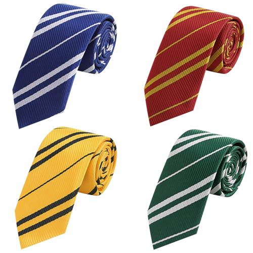 AUSKY 4 Packs Cosplay Tie for Themed Party Halloween Accessory Cosplay Toy Neckties Regular Length Unisex