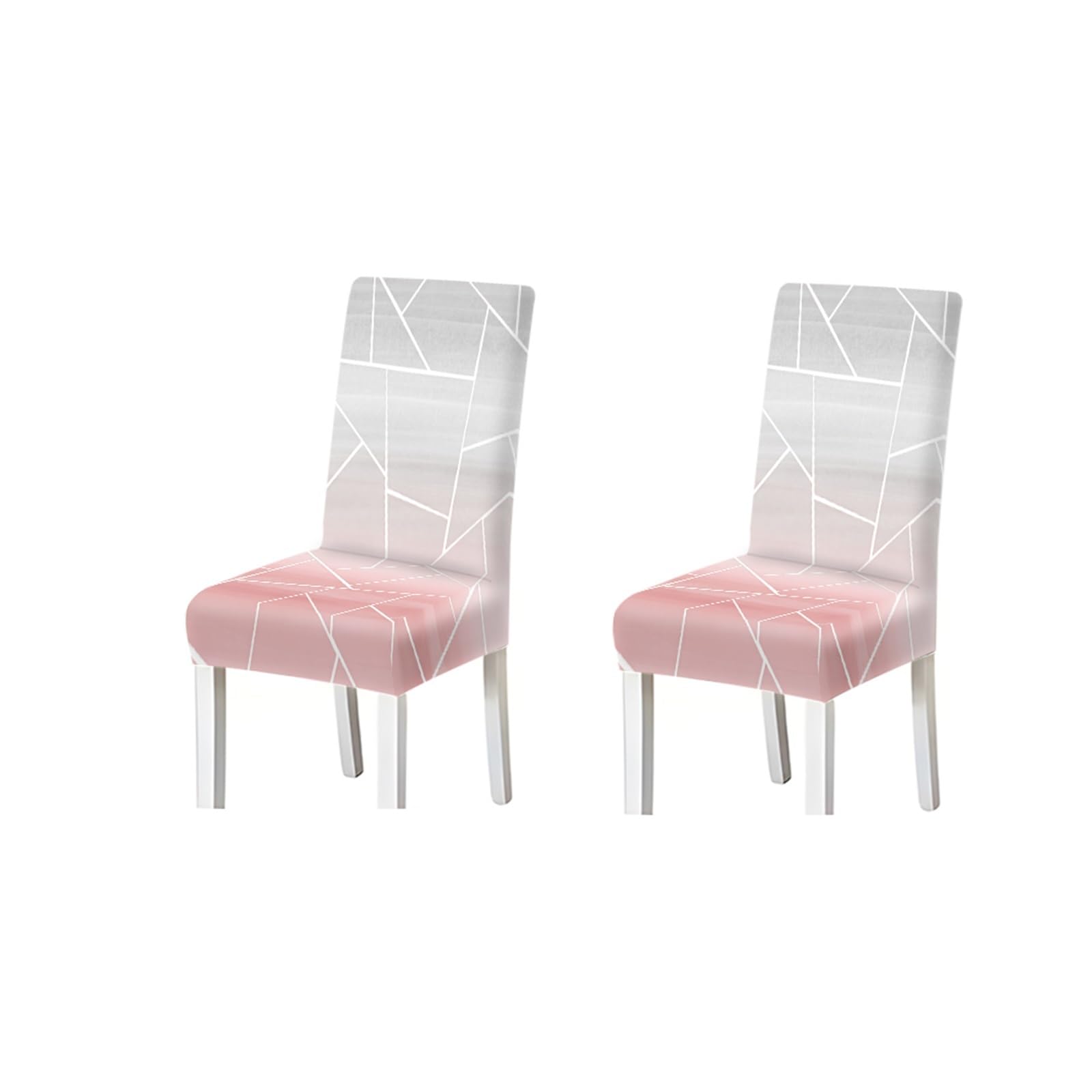 BOSUYBN Pink Grey Geometric Chair Covers Set Of 2/4/6, Modern Stretch Dining Chair Slipcovers Furniture Protectors for Home Dining Room(2PCS Chair cover)