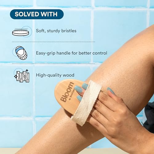 Bloom Exfoliating Oval Dry Bath Brush | For Lymphatic Drainage & Cellulite Appearance | Sheds Dead Skin Cells & Prevents Ingrown Hair | Wooden Bath Brush with Natural Bristles |... - Image 4
