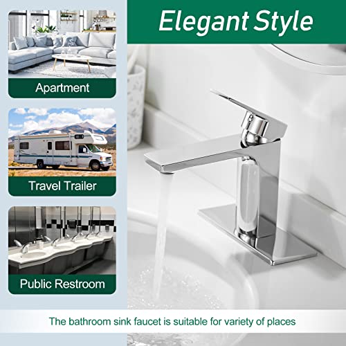 Chrome Bathroom Faucet Single Handle One Hole Bathroom Sink Faucet Lavatory Faucet With Deck 1.2 Gpm #TOP3
