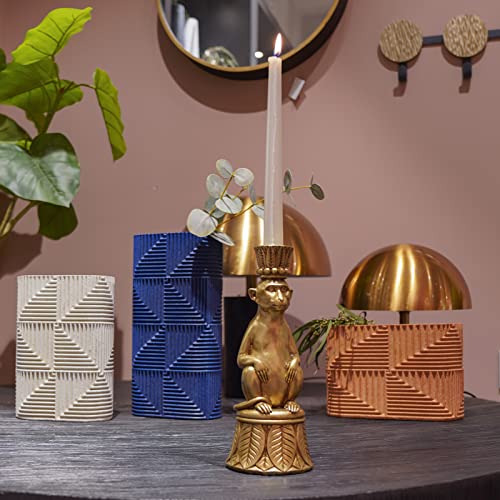 Candle Stick Holder Table Decor - Monkey Resin Modern Candlestick Holder Indoor Table Decor Animals Brass Gold Candle Stand For Living Room Home Decoration 3.25 X 3.25 X 9.25 Inch Guichifun #TOP6