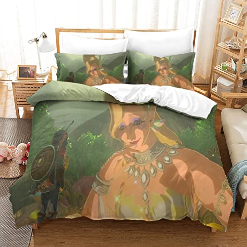 Juego De Funda De Edredón Zelda Efecto De Estampado 3D Juego De Cama 3 Piezas Suave Y De Fácil...