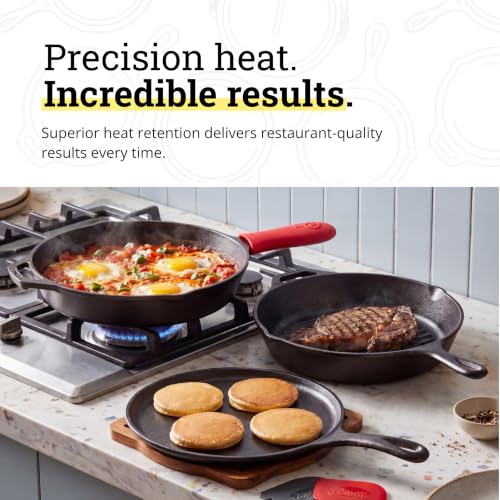 Image of Lodge Cast Iron Set - 7-Piece Set - Pre-Seasoned Kitchen Essentials Set - Skillet, Griddle & Dutch Oven Included - PFAS-Free Non-Toxic Cookware