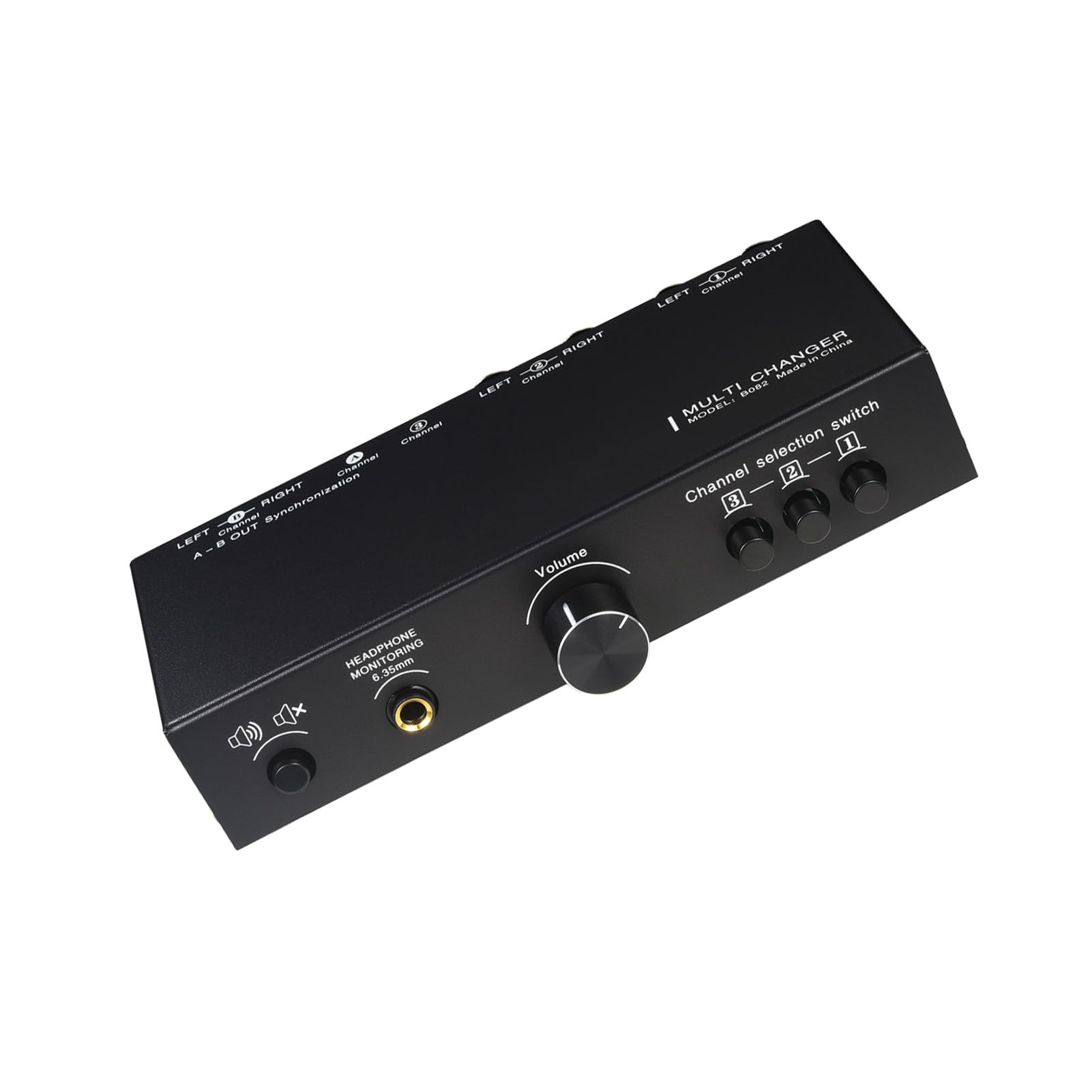 Commutatore di Segnale Audio 3 in 3 Uscite, Selettore di Linea Bilanciata Controller Volume Preamplificatore Passivo con Interruttore Mute e Uscita Cuffie per Altoparlanti Dispositivi Audio