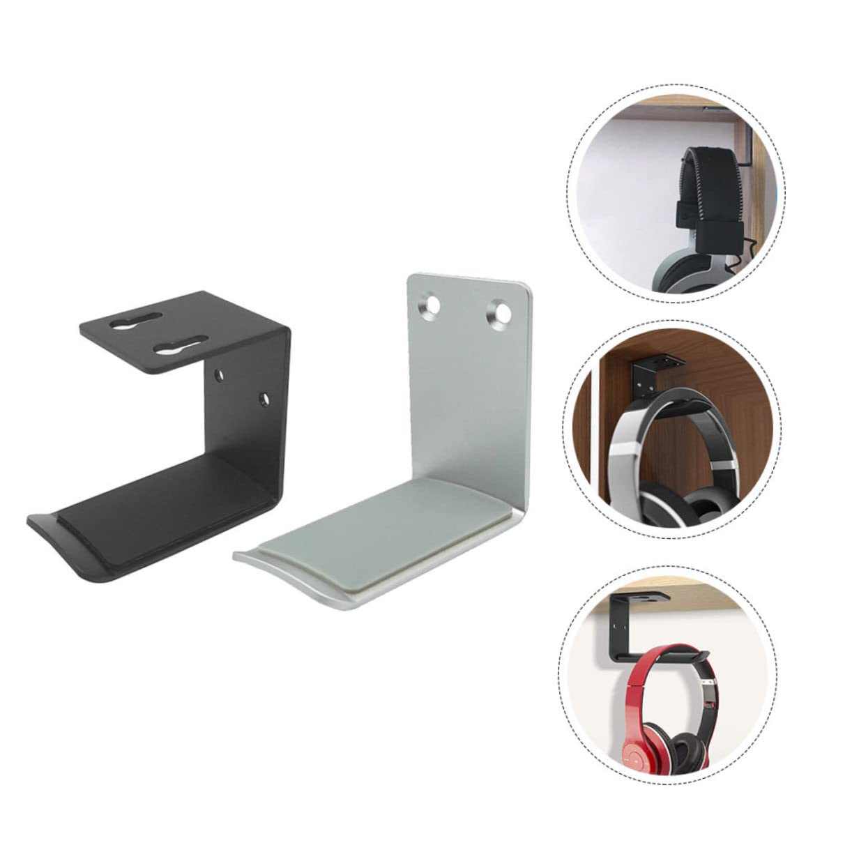 Mikikit 6 Pz Supporto Per Cuffie Rack Di Archiviazione Per Cuffie Per Computer Espositore Per Cuffie Cuffia Porta Cuffie Da Tavolo in Legno Cuffiette Lega Di Alluminio Auricolare Scrivania