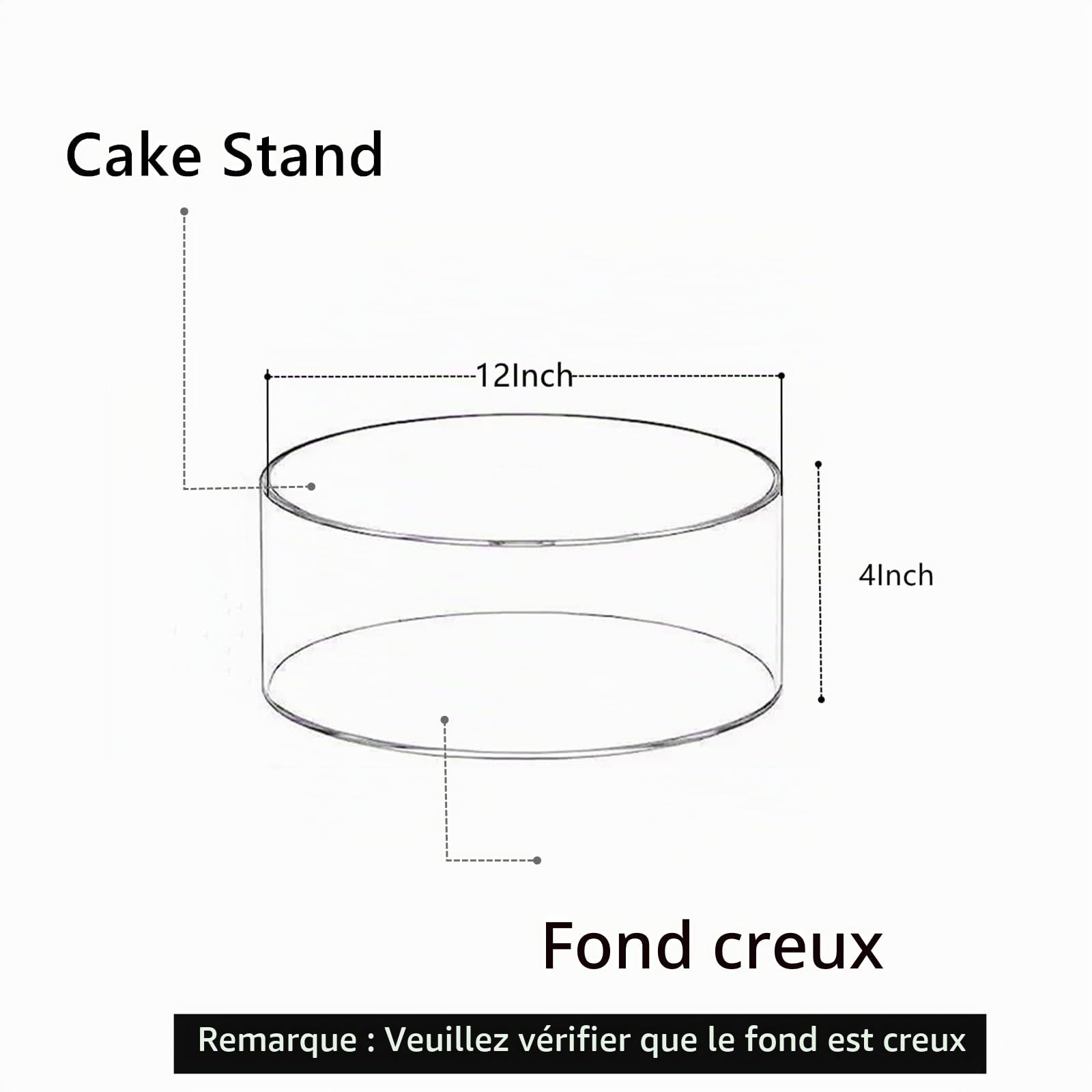 30,5 cm C acrílico Cake nd - Diseño redondo con base hueca - Perfecto para bodas, cumpleaños, fiestas de Navidad y exhibiciones de eventos - Soporte para postres Slish