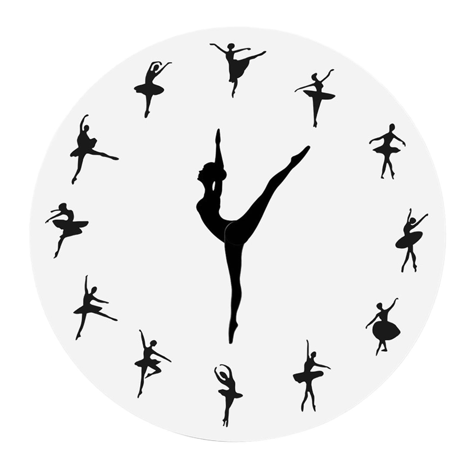 ALCXAZS Silent Ballerina Wall Clock For Tranquil Atmosphere. Modern For Chic Decor Ballerina Wall Clock Dancing Hanging Decor Bedroom Silent Clocks Decorative