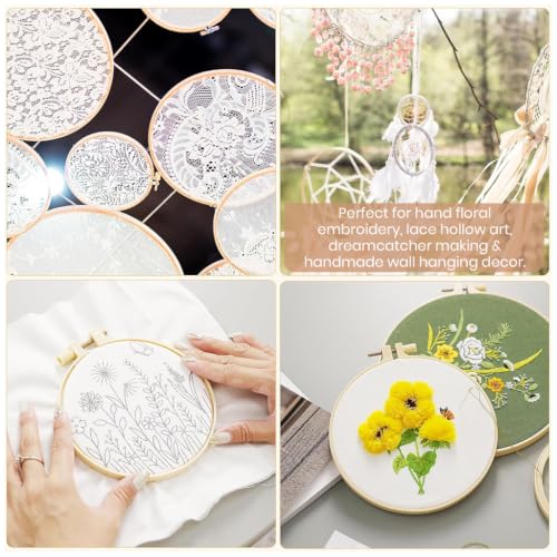 Image of PATPAT 6Pcs 3-10 Inch Embroidery Hoop Ring with 16 Pieces Needles