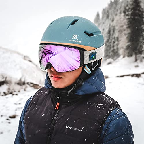 Extremus Cornice Ski Goggles, Otg Snow Sports Goggles, Wide View Snowboard Snow Goggles For Men & Women, Matt Black Frame, Cherry Pink Lens #TOP6