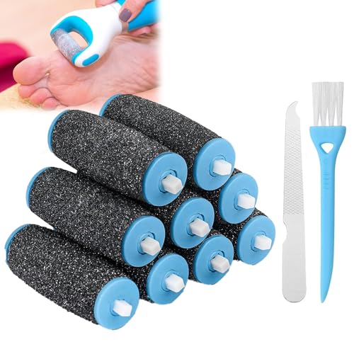 Zonoori 10 unidades de rodillos de repuesto para eliminar callos compatibles con Scholl Velvet Smooth, pedicura cuidado de los pies con cepillo pequeño y lima de uñas