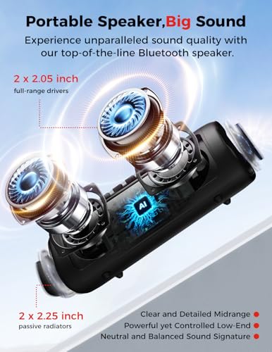 Bluetooth Speaker Gifts for Men: Portable Wireless, IPX5 Waterproof, White Elephant Gifts for Adults, Stocking Stuffers for Teens Boy Girl, Up to... - Image 2