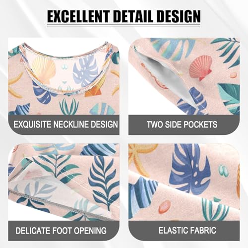 Shells Tropical Leaf Kids Pjs Set Boys Girls Summer Short-Sleeve Sleepwear Pajamas 2PCS4