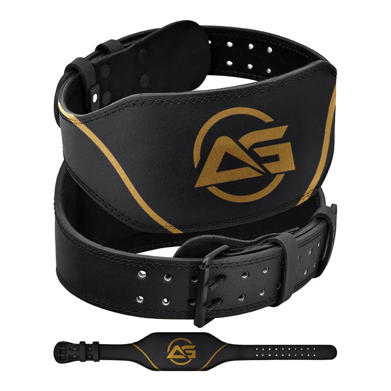 Weight Lifting Belt by AG - Top Class Cowhide Leather Belt with 4” & 6” Padded Lumbar Back Support for Weightlifting, Gym Lifting, Powerlifting, Workout (6" Wide/Black, Small)