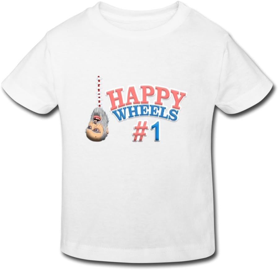 FANNGBABY Kid's Toddler Happy Wheels Logo Age 2-6 T-shirt White 4 Toddler