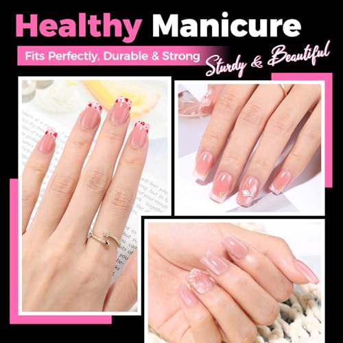 Image of UAN GELLA Short Sharp Square Nail Tips 504pcs Short Square Press on Nails Pre Etched Acrylic Fake Nails for Full Cover Nail Tips DIY Nails Salon at Home 12 Sizes
