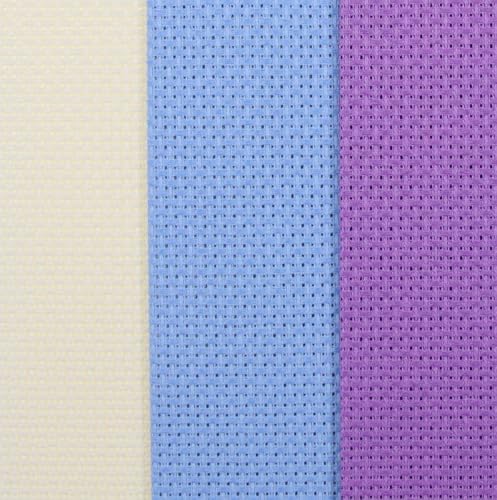 Image of KCS 3 pc of 12 inch x 18 inch 14CT Counted Cotton Aida Cloth Cross Stitch Fabric (Cream+Light Blue+Lavender)