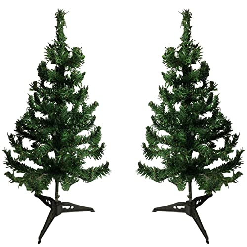 Tabletop Christmas Trees with Stands, Set of 2, 24 Inch