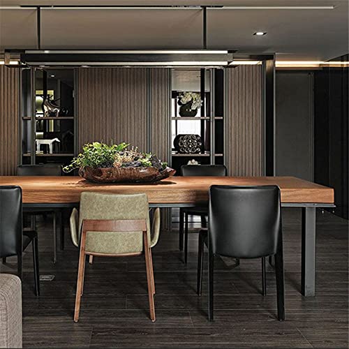 Niuyao Industrial Wood Rectangle Dining Table Solid Wood Dining Table Pine Tabletop Furniture With 4 Black Metal Legs Pedestal In For Dining Room Kitchen -94.5" L X 39.5" W X 29.5" H #TOP3