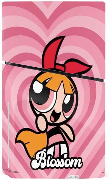 Skinit Decal Gaming Skin Compatible with PS5 Slim Disk Console - Officially Licensed Cartoon Network Powerpuff Girls Blossom Pink Hearts Design