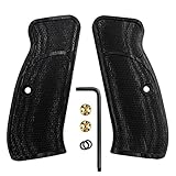 Cool Hand Wood Grips for CZ 75 Full Size, SP-01, 75B BD, Gun Grips Screws Included, Checker Diamond Cut Texture, Dark Grey