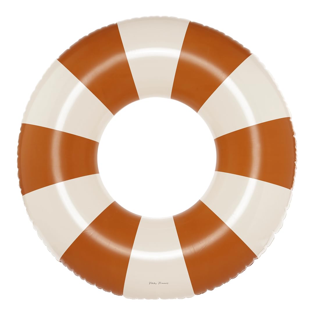 Petites Pommes Striped Swimming Ring for Adults - Durable Pool Ring with Classic Hand Printed Design, Soft Comfort Stitching, Travel Friendly, Orange, 120 cm