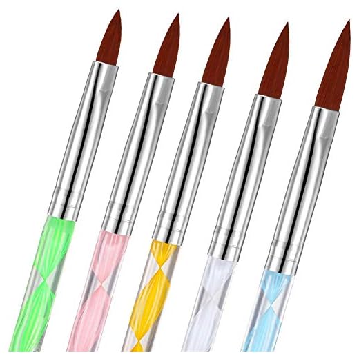 5Pcs UV Gel Acrylic Nail Brush Set for Nail Art Tips, Feugole Sliver Painted Nail Art Builder Dotting Brush for Nail Painting (Sliver)