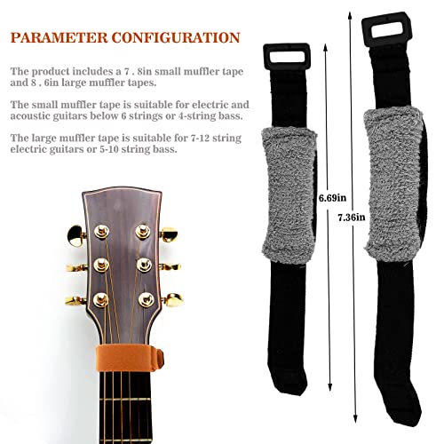 Thinp 2 Pieces Guitar String Mute Dampener, Guitar Wraps Guitar String Cover Tape, Adjustable Bass Mute Silencer, Fretboard Muting Straps, Musical Instrument Accessories(Orange) #TOP2