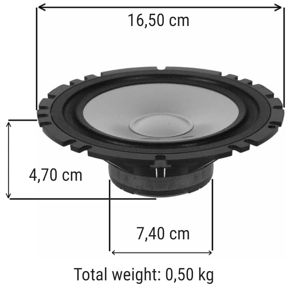 1 Alpine SXE-1750S Kit de 2 vías 6,5" 16,5 cm Altavoces 45 Watt RMS 280 Watt MAX con Woofer, Tweeter de Puerta de Coche, Kit de par con Accesorios gratuitos y Adhesivos Personalizados