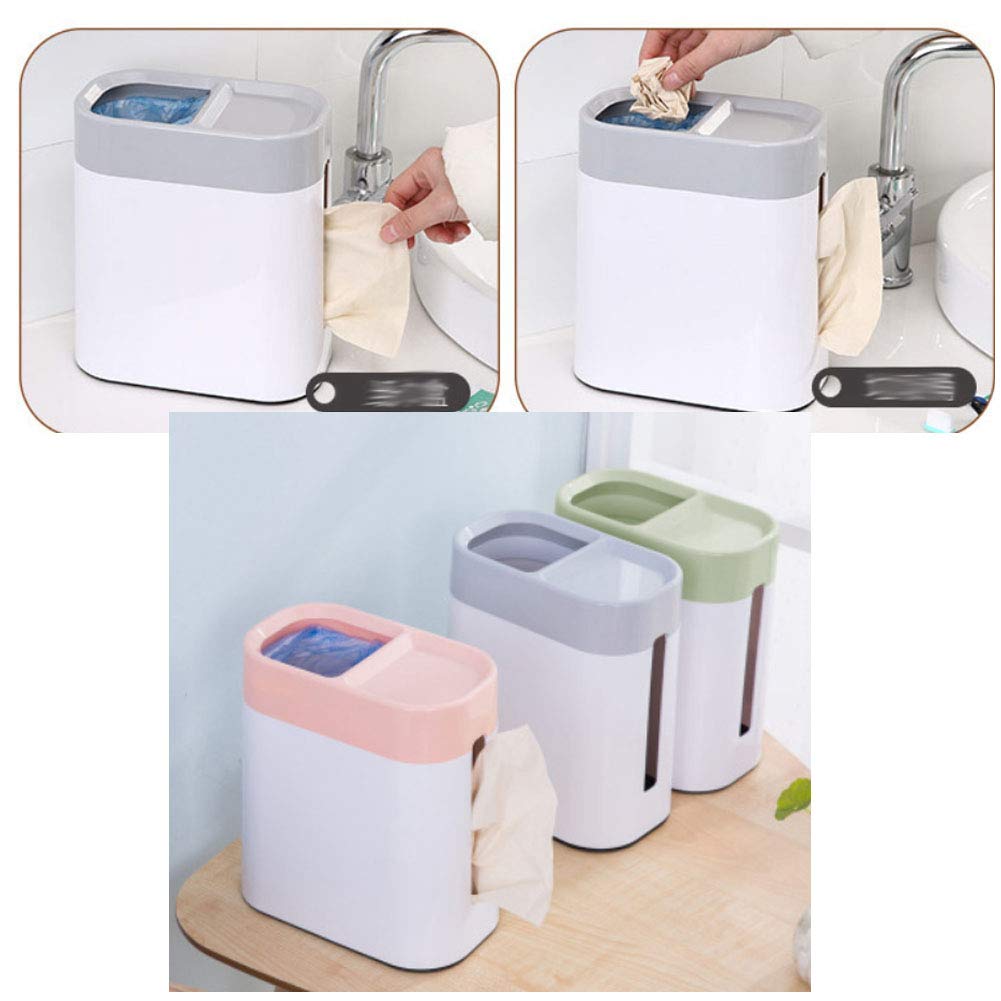 Grüner Taschentuchbox-Halter für die Heimdekoration, Design mit Doppelfunktion, Mini-Mülleimer, Tisch-Papierkorb-Organizer (1)