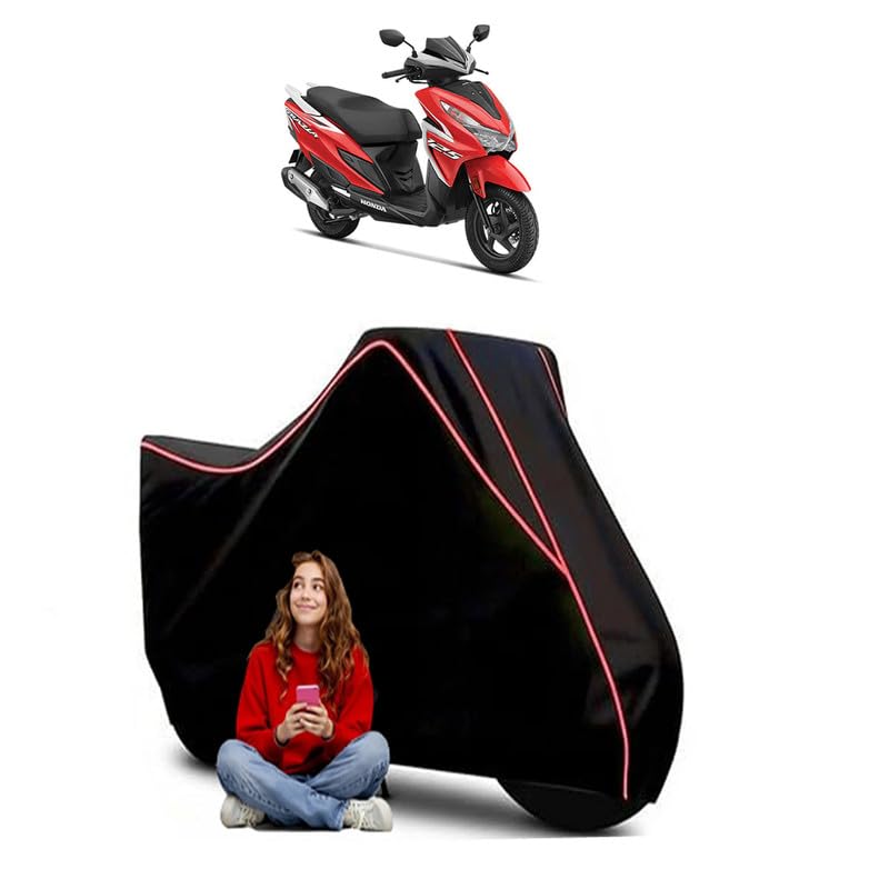 Image of Grazia Disc Scooty Bike Cover Water Resistant Outdoor Use Universal Fit Scooters Motorcycles Heavy Duty UV Protection Dust Rain Scratch Resistant Elastic Bottom Black Blue Piping