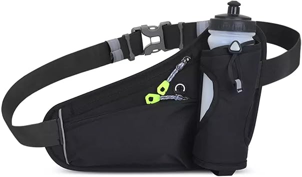 HOTEMIA Fanny Pack with Water Bottle Holder, Hydration Running Belt for Men Women Adjustable Strap Waist Bag Suitable for Hiking Running Walking Jogging CampingBottle Not Included Black