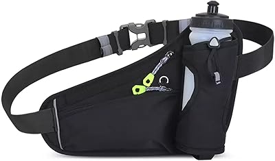 HOTEMIA Fanny Pack with Water Bottle Holder, Hydration Running Belt for Men Women Adjustable Strap Waist Bag Suitable for Hiking Running Walking Jogging Camping(Bottle Not Included) (Black)