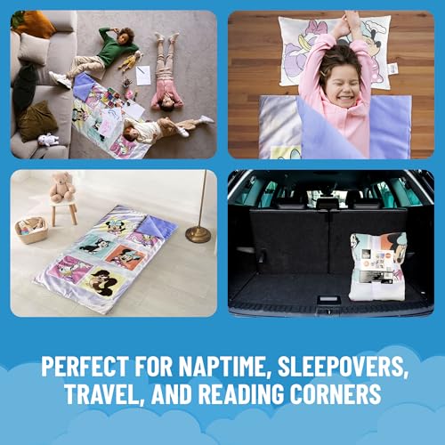 Image of Jay Franco Kids Slumber Bag and Pillow - 54 x 27 Inch Comfy Indoor Sleeping Bag for School and Sleepovers, 2 Piece Set, Purple - Minnie Mouse