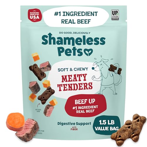 Image of Shameless Pets Soft & Chewy Dog Treats, Beef Up Meaty Tenders, 1.5lb - Real Beef is 1st Ingredient - Grain Free, No Corn or Soy - Digestive Support - for Small, Medium & Large Dogs