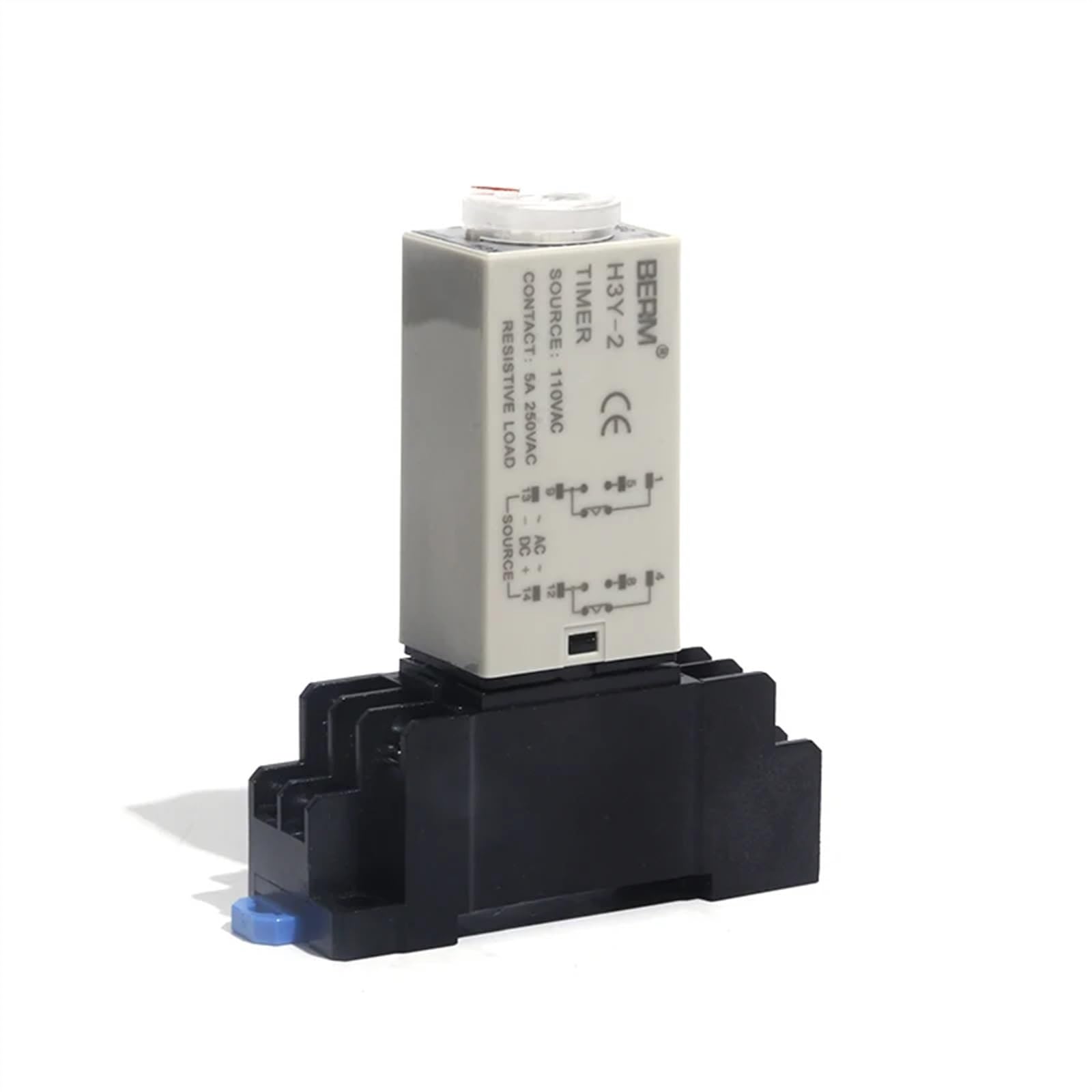 Relé de tiempo H3Y-2, relé temporizador AC110V con enchufe, rango de juego de 8 pines, temporizador de retardo de apagado de 1 segundo a 60 segundos con base(Size:60Seconds)