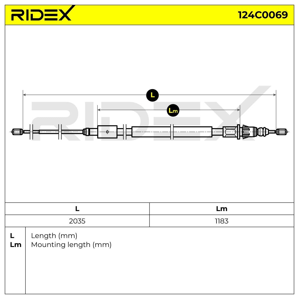 RIDEX 124C0069 Câble de frein à main Arrière Gauche Arrière Droite Compatible avec PEUGEOT 307 3/5 portes 3A/C