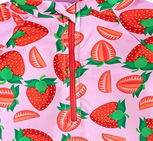 Image of Toddler Girl Swimsuit One Piece Rash Guard Bathing Suit Little Girls Short Sleeve Quick Dry Swimwear 1-7 Years