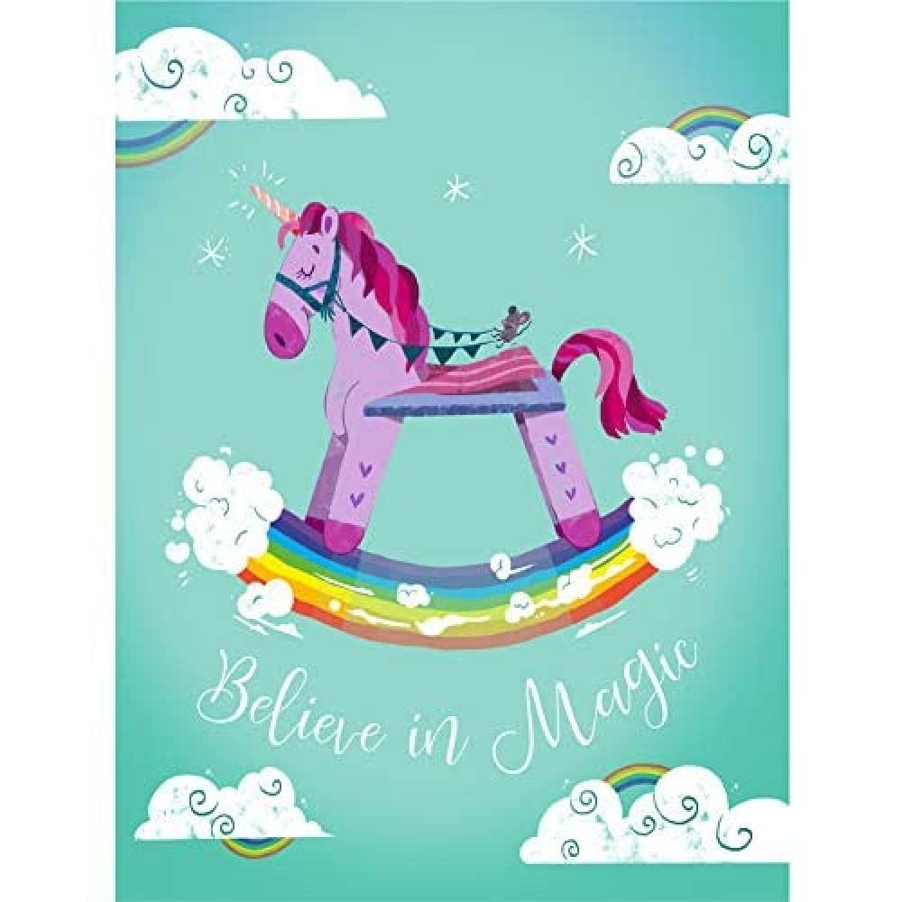 Wee Blue Coo Unicorn Believe in Magic Wall Art Print