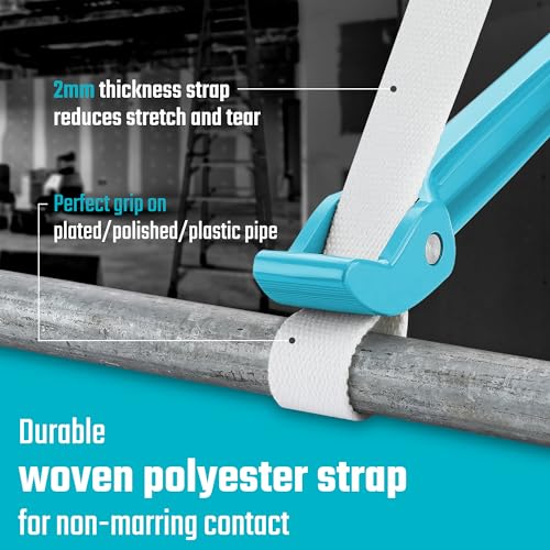 Image of DURATECH Strap Wrench 12 inch Handle, Adjustable Nylon Strap Pipe Wrench, Blue